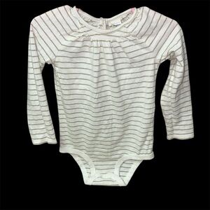 Oshkosh B'Gosh Baby Girl Body Suit Size 24 Months Cream With Gold Stripe